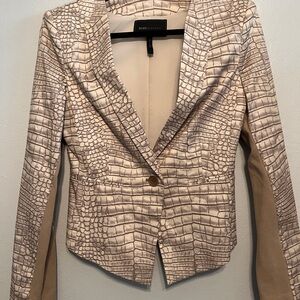 BCBGMaxAzria Beige Crocodile Print Blazer